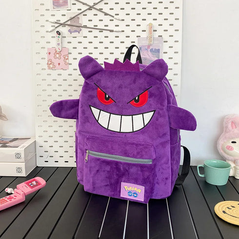 Gengar Plush Backpack - Trendy Pokémon Bag - Cute Anime Large Storage Backpack