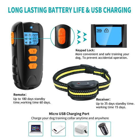 Rechargeable Waterproof Dog Training Collar with Remote Control - Electric Pet Collar