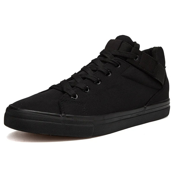 Black Casual Sneakers for Men-3cm Height Increasing Canvas