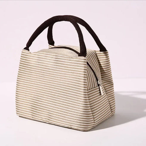 Stripe Women's Kids Lunch Bags Waterproof Insulated Picnic Foods Storage Container Handbag Thermal Lunch Box Cooler Bags