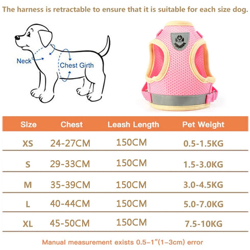 Reflective Dog Harness Vest Set for Small to Medium Dogs – Leash and Chest Strap for Puppies & Cats