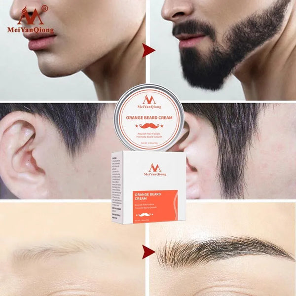 Natural Orange Organic Beard Oil Beard Wax balm Hair Loss Products Leave-In Conditioner for Groomed Beard Growth Health Care 30g