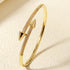 Trendy Copper with Zirconium Plant Design Bangle Bracelet for Women – Gold Plated, Simple & Elegant Jewelry