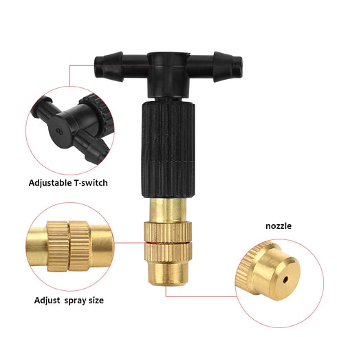 Outdoor Misting Cooling System - PVC Garden Irrigation Watering with Brass Atomizer, Adjustable Micro Sprinklers