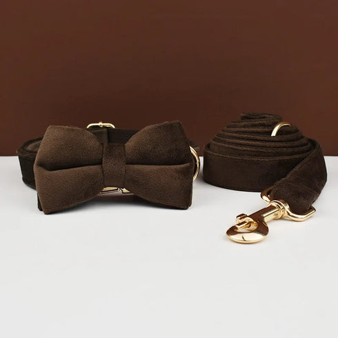 Luxury Personalized Dog Collar - Harness & Leash Set with Custom Logo & Detachable Bow Tie