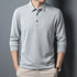Men’s Full-Sleeve Casual Polo Shirt – Anti-Wrinkle Knit Polyester, Solid Color