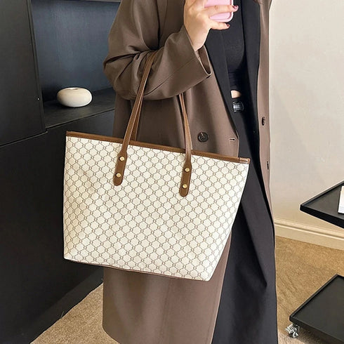 Large Capacity PU Leather Shoulder Tote Bag for Women – Versatile Everyday Handbag