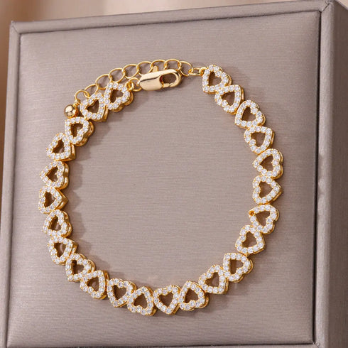 Heart Shaped Stainless Steel Adjustable Bracelets For Women