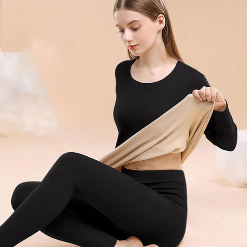 Women's Thermal Underwear Set First Base Layer Long Johns Fleece Lined Undershirt For Winter Cold Weather Thermal Clothing