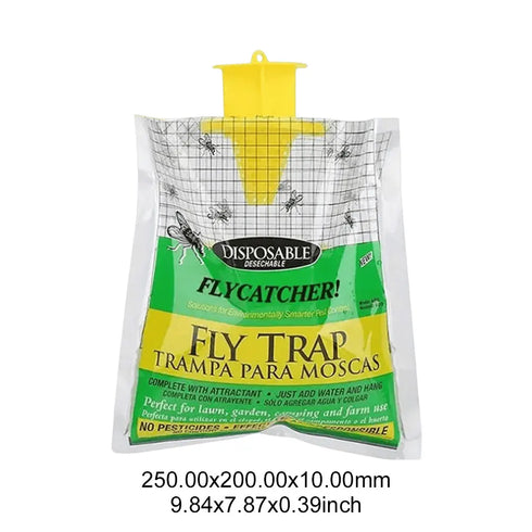 Disposable Hanging Fly Trap Bag - Non-Toxic Fly Catcher with Fly Bait for Outdoor Mosquito Control