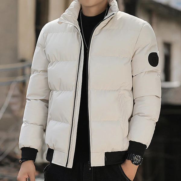 Men's Winter Thick Warm Parka – Stylish Cotton Windbreaker Jacket with Stand Collar