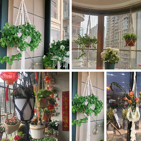 Handmade Macrame Plant Hanger - Hanging Basket Holder for Garden, Balcony, and Home Decor
