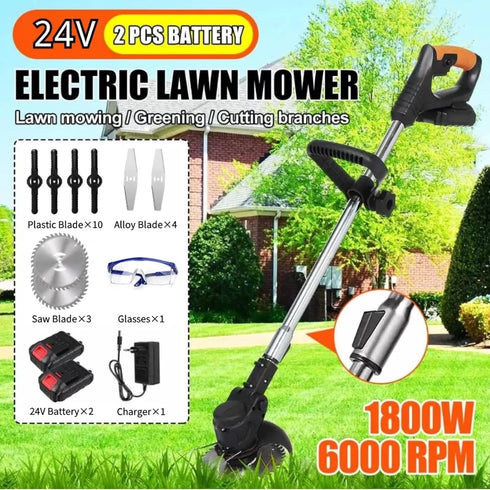 Electric Cordless String Trimmer Weed Wacker - Height Adjustable Weed Eater Grass Trimmer with Battery & Charger