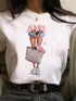 Graphic Printed T Shirt for Women-Fashion Style Short Sleeve Tops