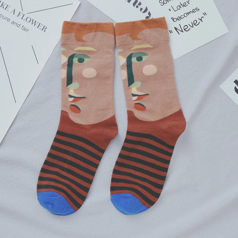 Flame Pattern Crew Socks for Men & Women - Cotton Blend Breathable Casual Socks, Anti-Friction, Sweat-Absorbing, Winter Warm Comfort