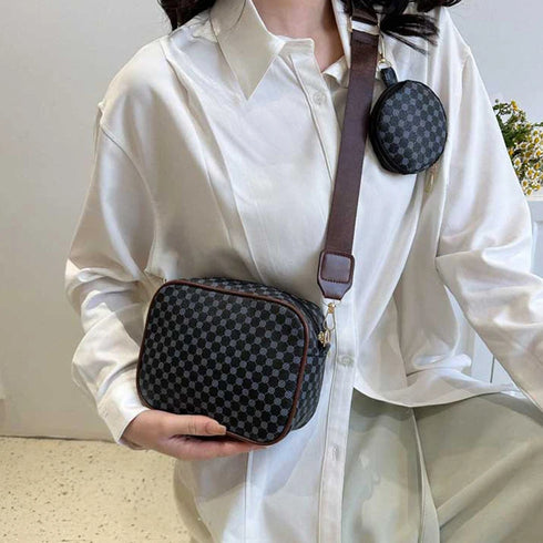 Vintage Plaid PU Leather Tote Bag for Women – Fashion Shoulder & Crossbody Handbag