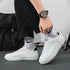 White Leather Sneakers for Men-Casual Lightweight Flat Shoes