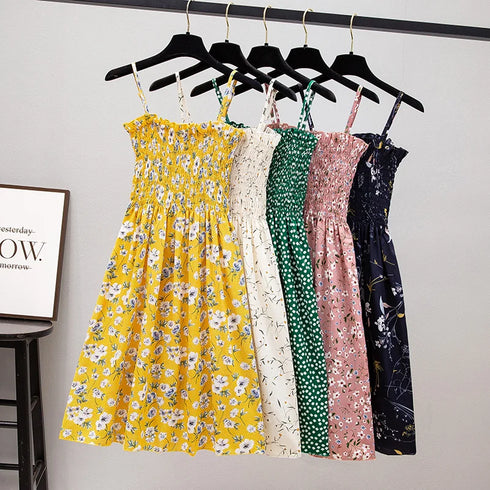 High Waist Casual Spaghetti Strap Sleeveless Summer Mini Dress