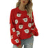 Women’s Christmas Santa Knit Sweater – Festive Long Sleeve Pullover with Furry Details