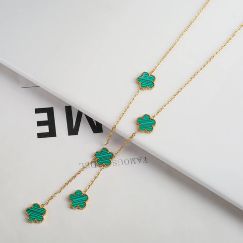 Adjustable Gold-Plated Stainless Steel Plant Flower Bracelet for Women – Trendy Clover Design with Five Leaf Petals, Waterproof & Anti-Allergic Jewelry Gift