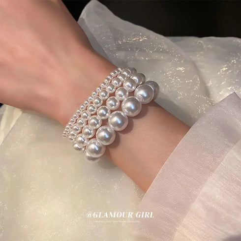 Elegant Simulated Pearl Beaded Bracelet for Women – Adjustable, Classic Style, Perfect for Any Occasion