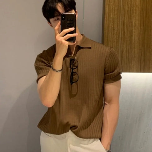 2024 Short Sleeve Polo Shirt for Men-New Summer Solid Loose Top