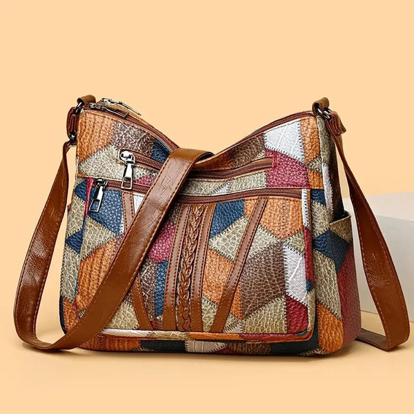 Women’s Vintage PU Leather Crossbody Bag – Multi-Pocket Casual Shoulder Handbag