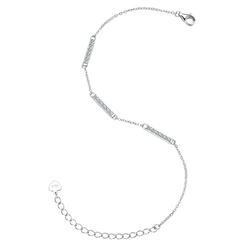 925 Sterling Silver Moissanite Bracelet for Women - Adjustable Chain, Certified Luxury Jewelry