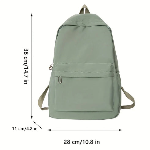 2024 Women’s Simple Solid Color Backpack – Waterproof Nylon School Bag