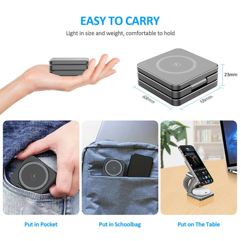 3-In-1 Foldable Magnetic Wireless Charger & Stand Kit