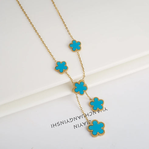 Adjustable Five-Leaf Flower Clover Stainless Steel Bracelet – Elegant Women’s Jewelry for Parties and Gifts