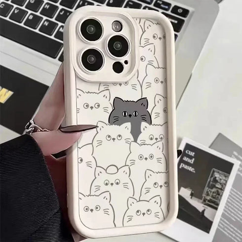 Funny Cats Graffiti Dog Soft Case for iPhone – Matte Anti-Scratch, Anti-Fingerprint Half-Wrapped Protective Cover for iPhone 15 Pro Max, 14, 13, 12, 11, XS, XR, 7, 8 Plus, SE 2