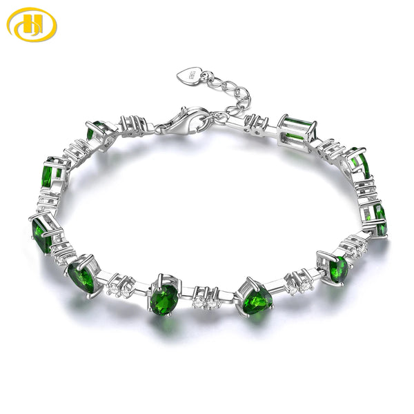 Natural Chrome Diopside Sterling Silver Bracelet – 5.2 Carats Gemstone Jewelry for Women