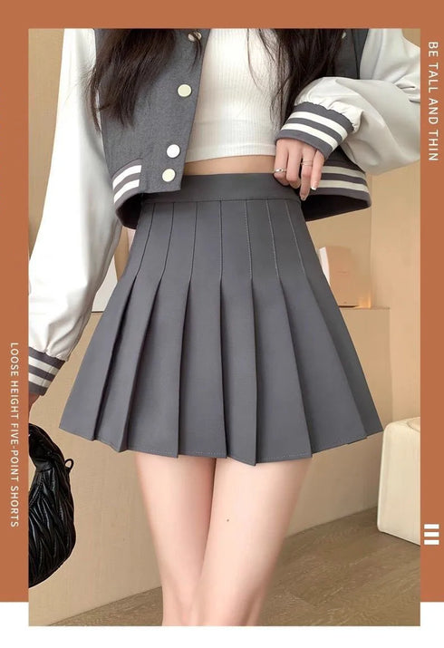 Women’s Japanese School High Waist Plaid Pleated Mini Skirt - Kawaii Preppy Harajuku Style for All Seasons