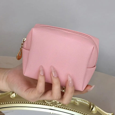 Fashion Leather Storage Bag Travel Outdoor Mini Cosmetic Bag Beautiful Water Proof Jewelry Bag Zipper Lipstick Bag Coin Purse