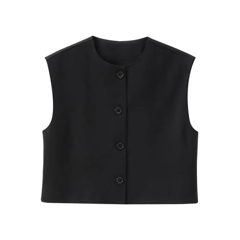 TRAF Women’s Korean-Inspired Solid Color Sleeveless Vest Top – Casual Regular-Length Tank Style Cardigan in Red, White, and Black with Non-Stretch Broadcloth Fabric for Junior Wardrobe