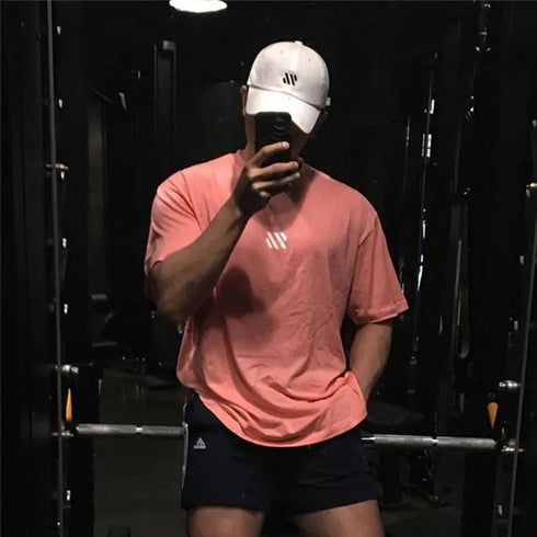 Men's Fitness Short Sleeve T Shirt-Sports Loose Cotton Tshirt