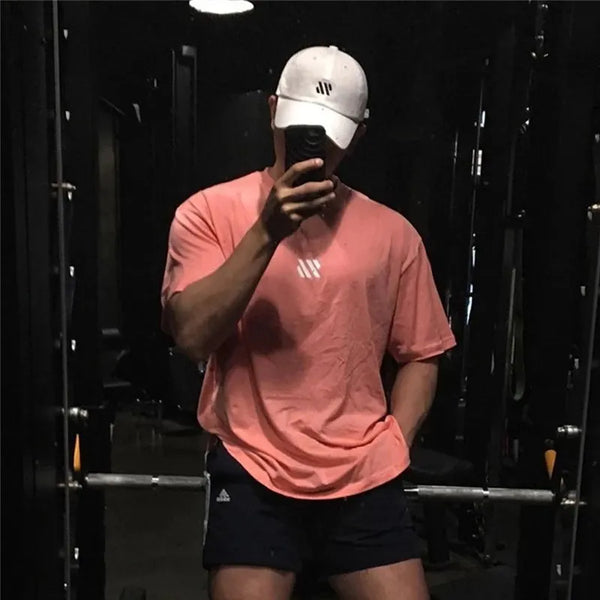 Men's Fitness Short Sleeve T Shirt-Sports Loose Cotton Tshirt