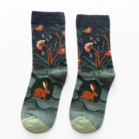 Flame Pattern Crew Socks for Men & Women - Cotton Blend Breathable Casual Socks, Anti-Friction, Sweat-Absorbing, Winter Warm Comfort