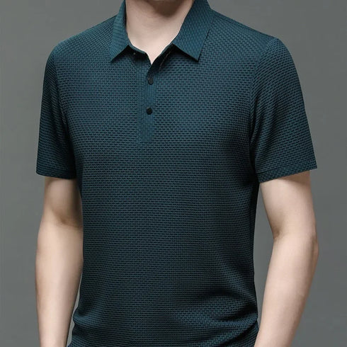 Men's Casual Short-Sleeve Polo Shirt – Breathable Polyester with Classic Design