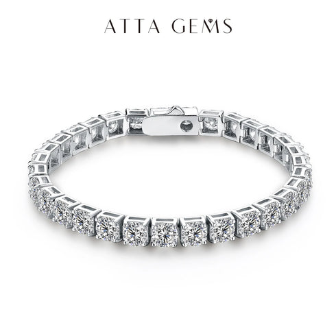 925 Sterling Silver Moissanite Tennis Bracelet – D Color VVS1 Diamonds, Classic Round 3.5mm Charm Bracelet for Women