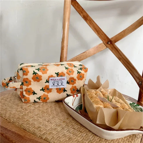 New Flower Pattern Women Makeup Bag Toiletries Cosmetic Organizer Zipper Bag Travel Wash Pouch Cosmetic Bag Make Up Storage Case