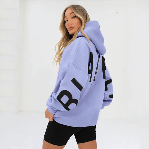 Letter Print Loose Hoodies for Women – Casual Y2K Sweatshirt for Autumn/Winter