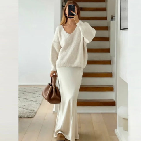 Women's Satin Ankle-Length Skirt - Elegant Casual Straight Silhouette Long Skirt for All Seasons (2025 Edition)