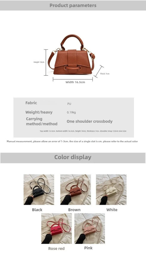 Women’s PU Leather Chain Shoulder Bag – Ribbon Buckle Square Crossbody Handbag for Parties