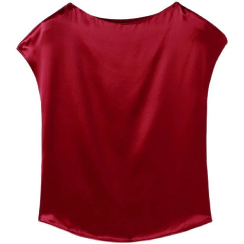 Solid Color Midweight TAT-Woven Polyester Top with Regular Length and No Closure, Designed for Middle-Aged Women Seeking a Sophisticated Office Lady Style