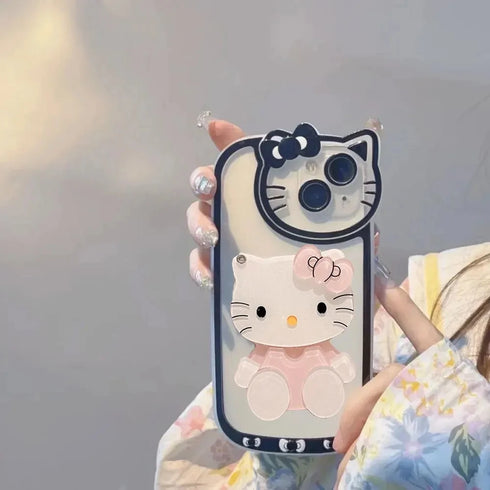 Sanrio Hello Kitty Kawaii Mirror Bumper Case | Y2K Cartoon Design for iPhone 16-7 Plus Models