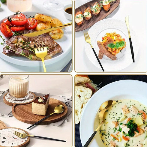 24-Piece Matte Silver Stainless Steel Flatware Set – Durable Tableware for Family, Weddings & Parties, Dishwasher Safe