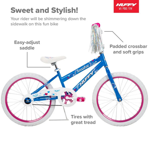 2024 Sea Star Kids Bike - 20Inch Blue and Pink New Model Bike for Girls Ages 5 and Up