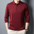 Men’s Full-Sleeve Casual Polo Shirt – Anti-Wrinkle Knit Polyester, Solid Color